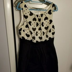 1X Modcloth fit and flare black and white dress